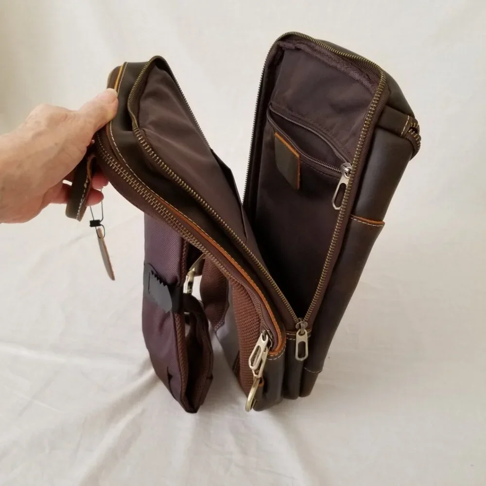 NEW! Star Vista Cowhide Leather Shoulder/Crossbody Bag with Metal Zippers/Hdwr